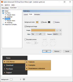 Advanced CSS Drop Down Menu Light Dreamweaver extension