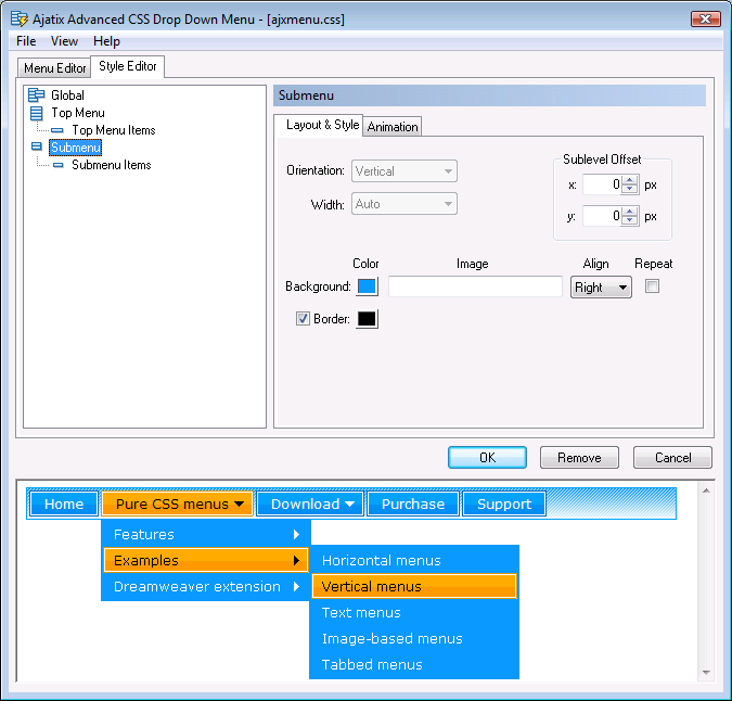 Click to view Advanced CSS Drop Down Menu Expression Web Add-In 1.6.6 screenshot