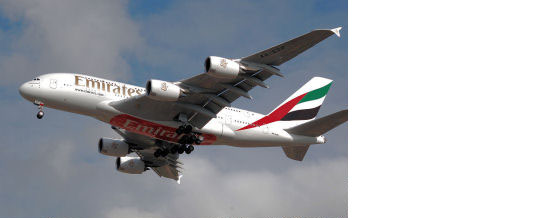 A Qantas A380 takes off at London Heathrow Airport