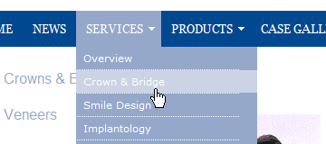 Bremadent Dental Laboratory CSS drop down menu