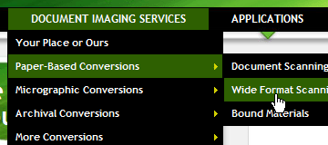 Imaging Services CSS drop down menu
