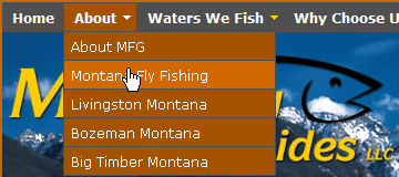 Montana Fly Fishing Guides CSS drop down menu