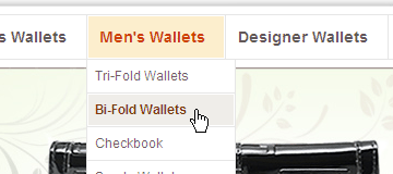 WalletWarehouse CSS drop down menu